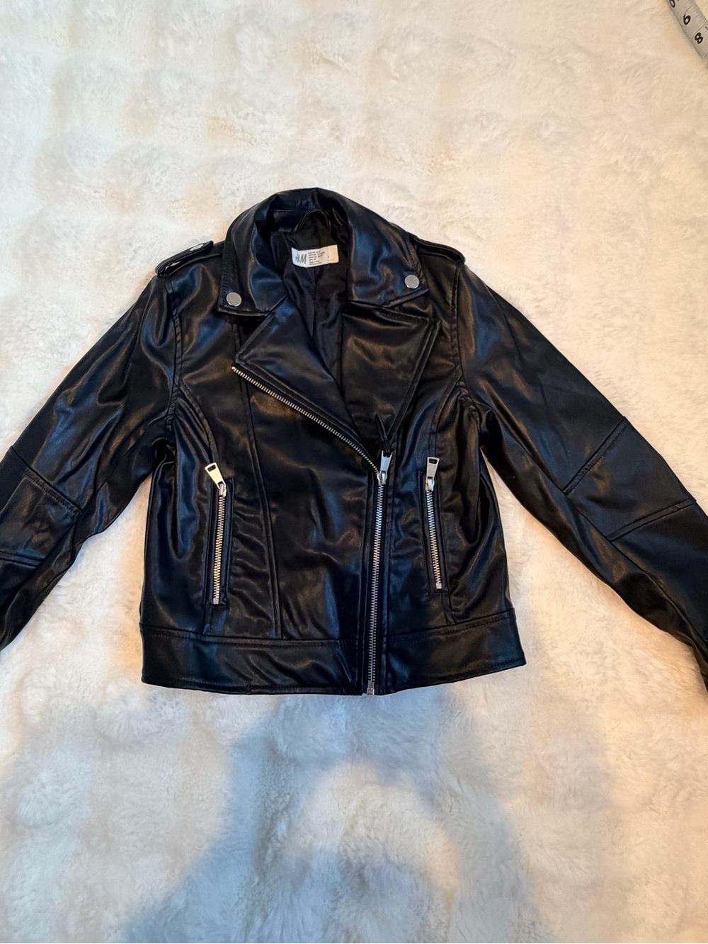 H&M Kids Black Faux Leather Biker Jacket